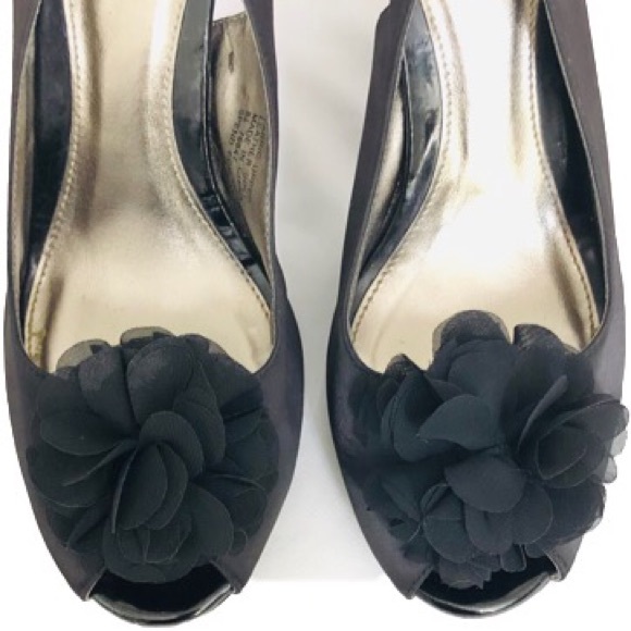 Unlisted Black Satin Platform w/ Chiffon Flower - Picture 2 of 6